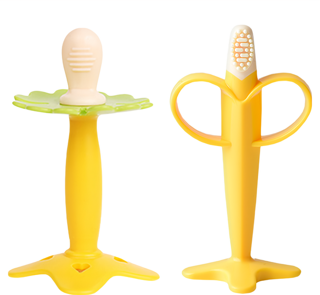 BABY&I 矽膠安撫固齒器 3個月以上, 固齒器 + 收納盒, 香蕉款, 1組