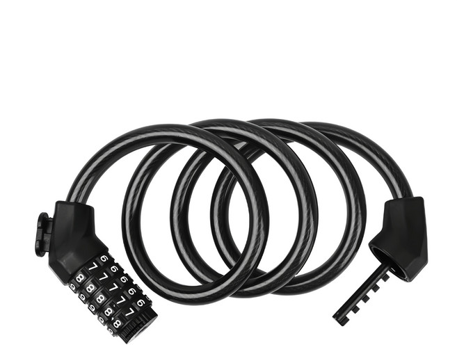 西格傢飾 合金加粗鋼纜防盜自行車密碼鎖, 黑色, 1個