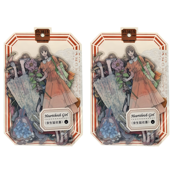 infeelME 暖空紙品 心動女孩貼紙包 155 x 88mm 30個, 餘生皆歡喜 多色, 2組