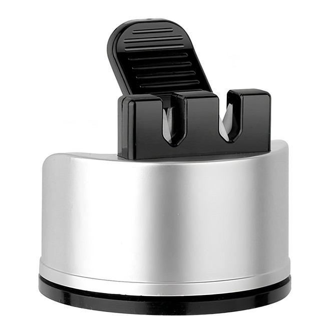 吸盤式快速磨刀器, 1個, 銀色 + 黑色