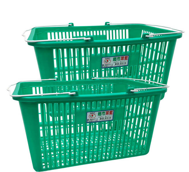震嶸塑膠 超市購物籃 42 x 32 x 22cm, 綠色, 2個