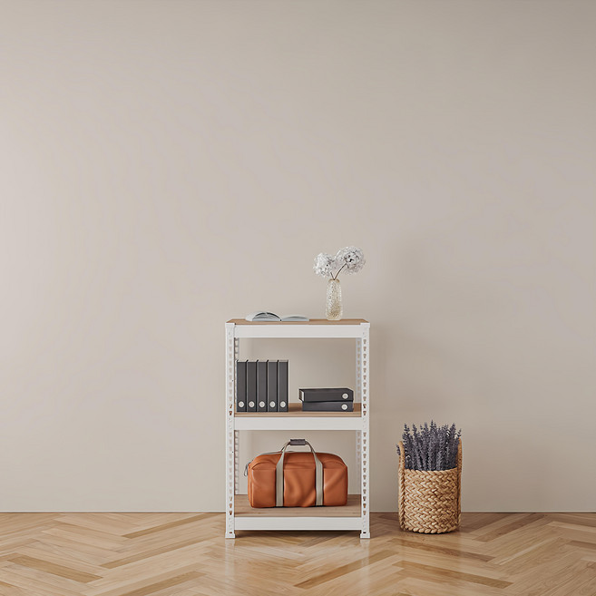 speedrack 免螺絲組裝式鐵製角鋼層架, 白色, 3層