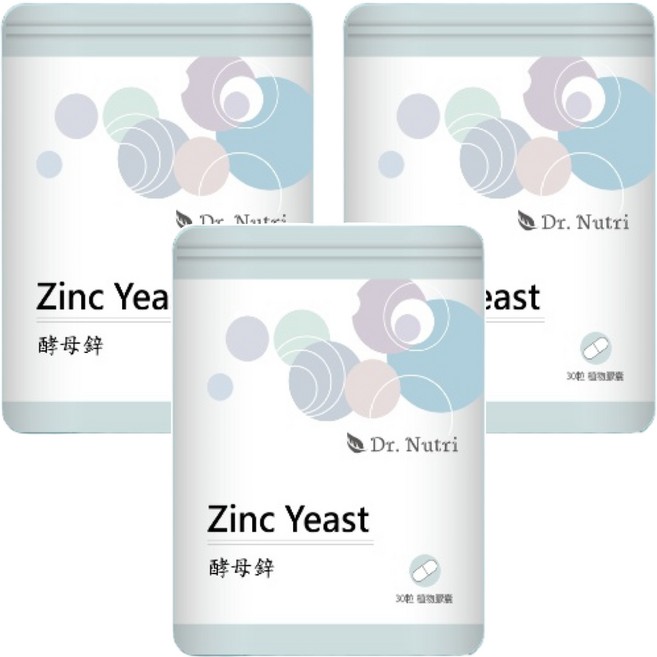 Dr.Nutri 酵母鋅膠囊, 30顆, 390mg, 3袋