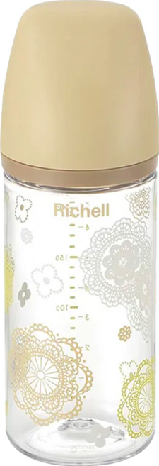 Richell 利其爾 寬口奶瓶 3-18個月, TA朵朵開, 240ml, 1個