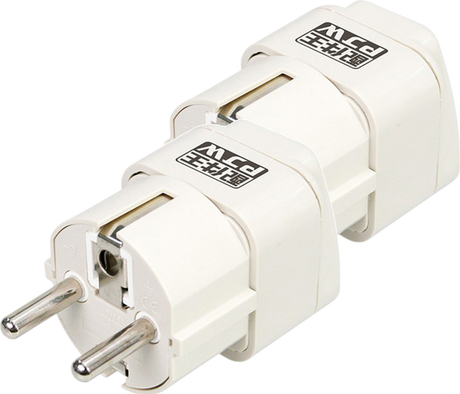 配件王 PJW 萬國轉換插座 MA-302T AC250V/10A 適用於德國、法國、印尼、韓國、越南, 2個, 白色, 6.5cm