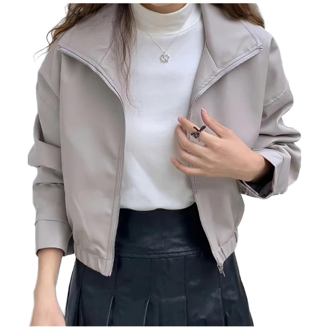 韓版翻領素面超軟皮外套 Y2005