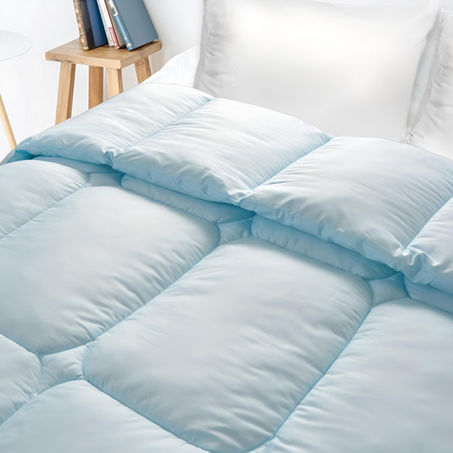 寢室安居 韓版韓版3D雲朵羽絲棉保暖被 1.9kg, 文青藍
