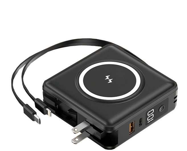 台灣 ONAIR 萬國充 磁吸自帶線支架行動電源 15000mAh, F11, 紳士黑