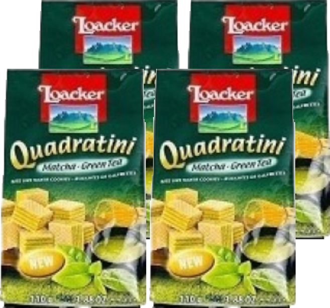 Loacker 萊佳哈斯 方角哈斯餅 抹茶味 74%抹茶乳霜夾心, 110g, 4包