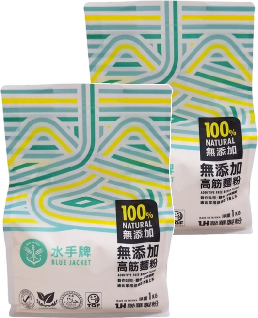 聯華製粉 BLUE JACKET 水手牌 無添加高筋麵粉, 1kg, 2包