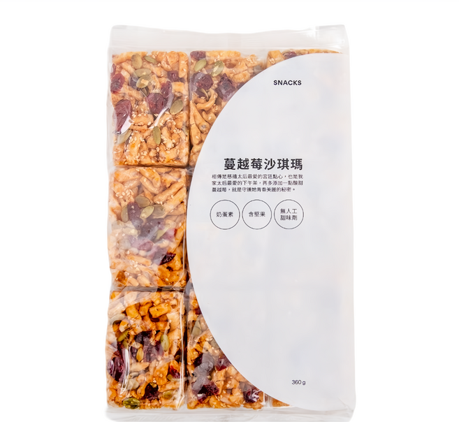 HOLA 和樂家居 黑糖沙琪瑪 蔓越莓堅果 9入, 360g, 1袋