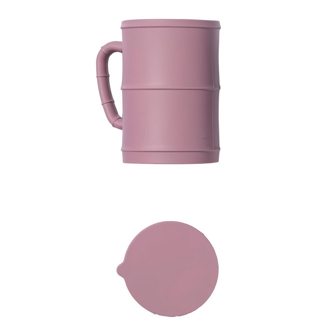 Kitchen Factory 矽膠竹子造型刻度杯 320ml+蓋子, 粉紅色, 1組