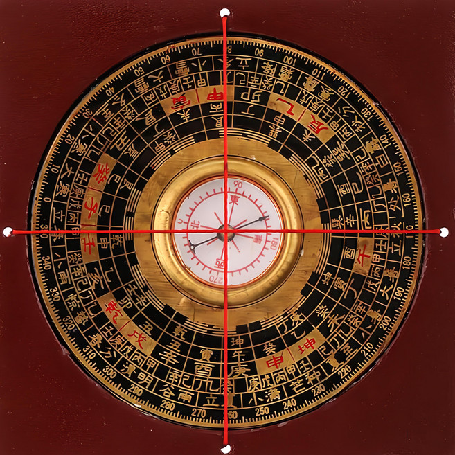 開運陶源 老字號特製鑄銅羅經 附紅繩紅皮套, 小羅盤 黑色 + 金色, 1個