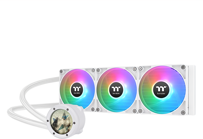 thermaltake 曜越 TH360 V2 Ultra ARGB Sync 水冷散熱器 2.1吋液晶螢幕 主機板連動燈效 高效散熱, CL-W405-PL12SW-A, 白色, 1個