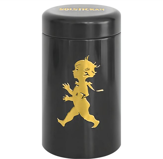 SOLSTICKAN 火柴罐 9.8 x 5.3cm 80g, 黑色 + 金色, 1個