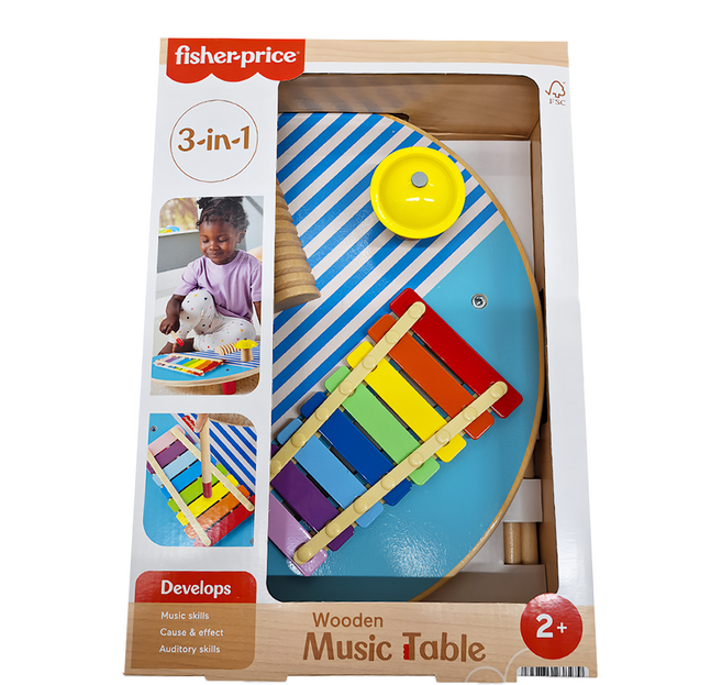 fisher-price 費雪 木製音樂三合一敲敲樂, 1個