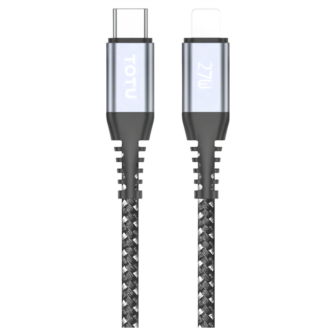 TOTU 拓途 CB-5系列 PD Lightning-Type-C iPhone 鋁合金編織快充線, 1m, 灰色, 1條