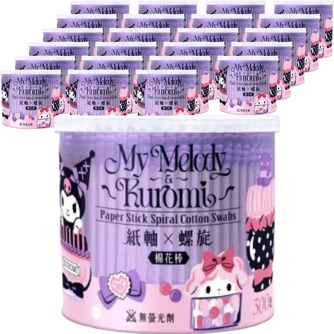 Sanrio 三麗鷗 美樂蒂與酷洛米 螺旋紙軸棉花棒, 300入, 24組