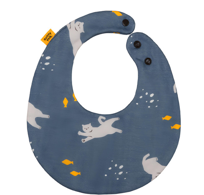 Runny yolk. 朗尼幼克 純棉口水巾, 墨藍色, 1條