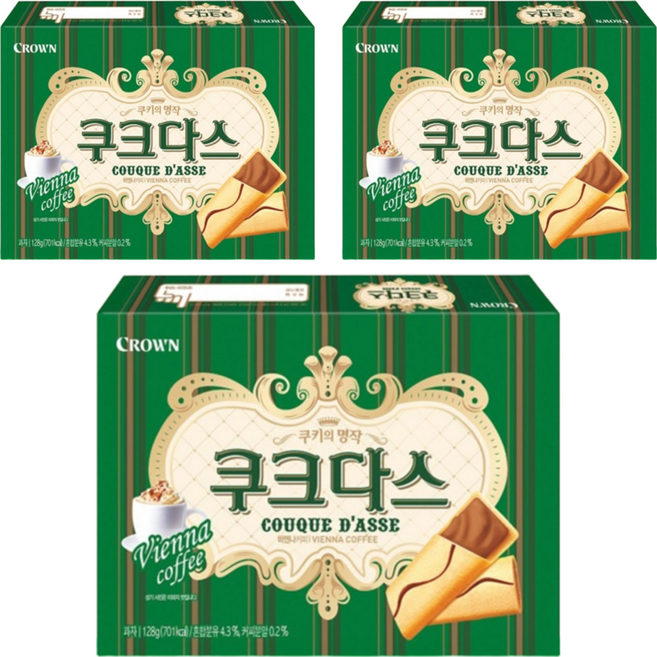 COUQUE D'ASSE 咖啡薄燒夾心餅, 128g, 3盒