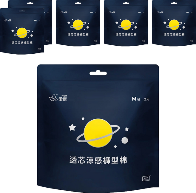 icon 愛康 透芯涼感褲型衛生棉, M(臀圍80~95cm), 2片, 6包