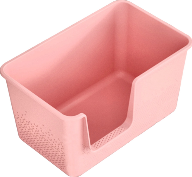 一體式貓砂盆 大號盆 櫻花粉 PP材質, 1個