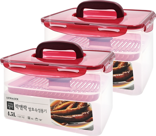 LocknLock 樂扣樂扣 醃漬專用提把保鮮盒, 4.5L, 2個