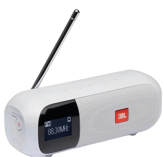 JBL 便攜式收音機藍牙喇叭, 白色, Tuner 2