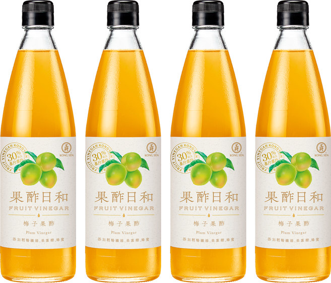 KONG YEN 工研 果酢日和 梅子果酢, 590ml, 4瓶