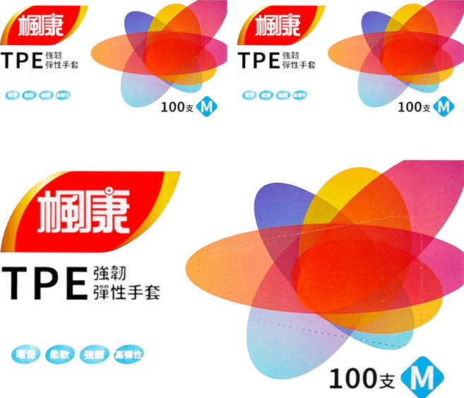 楓康 TPE強韌彈性手套 100入, 透明, M, 3盒