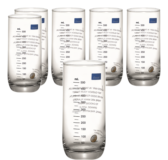 Ocean Glass Juice&Health 刻度花杯 625ml, 透明色, 6個