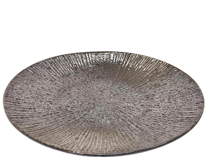 Homely Zakka 日式創意復古陶瓷餐具 小圓平盤, 復古浮雕條紋, 1個