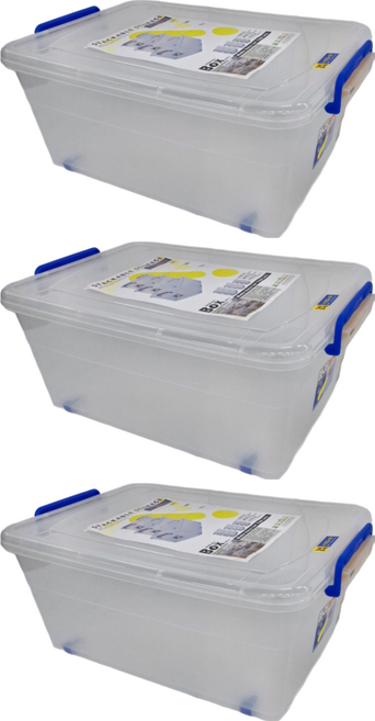 KEYWAY 聯府 活力箱 33.5L, 藍色 + 透明色, 3個