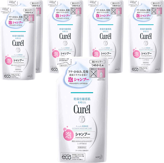 Curel 珂潤 潤浸保濕低敏洗髮慕絲 補充裝 無香, 6件, 380ml
