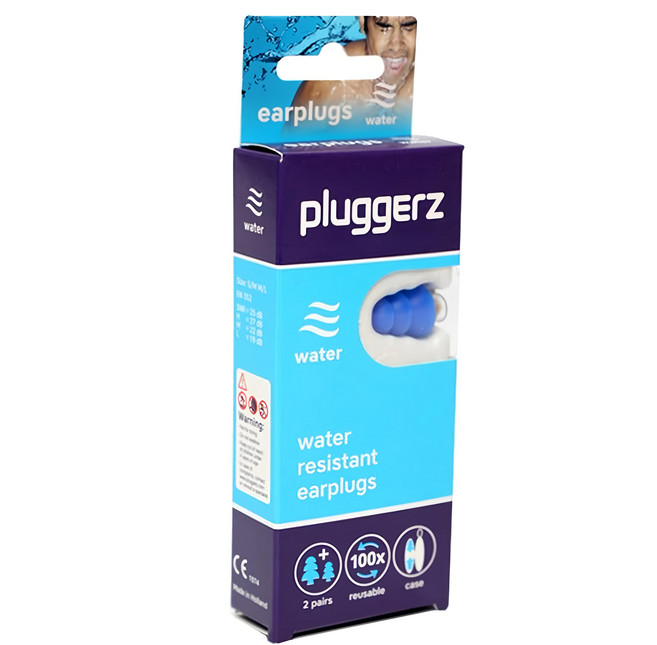 pluggerz 荷蘭進口 游泳耳塞 聲音濾波器 1大 + 1小 2組, 藍色, 1盒