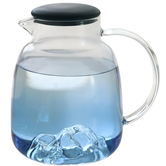 JUST HOME 耐熱玻璃壺, 藍色山形 + 透明色, 1.7L, 1個