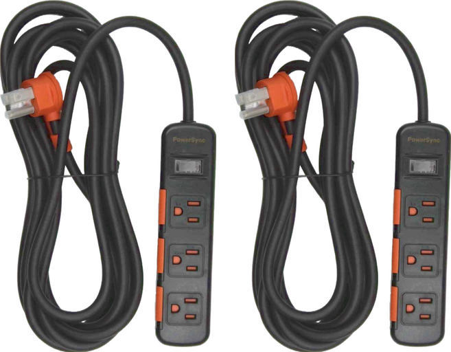 PowerSync 群加 1開3插滑蓋防塵防雷擊延長線 3孔 TS3DC145, 黑色, 2條, 4.5m