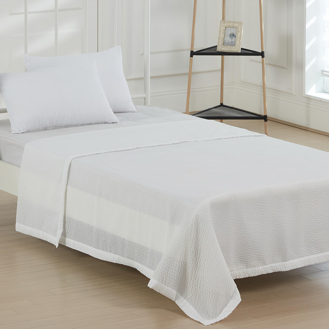 BODRE 花漾泡泡紗夏季薄被, 牛奶