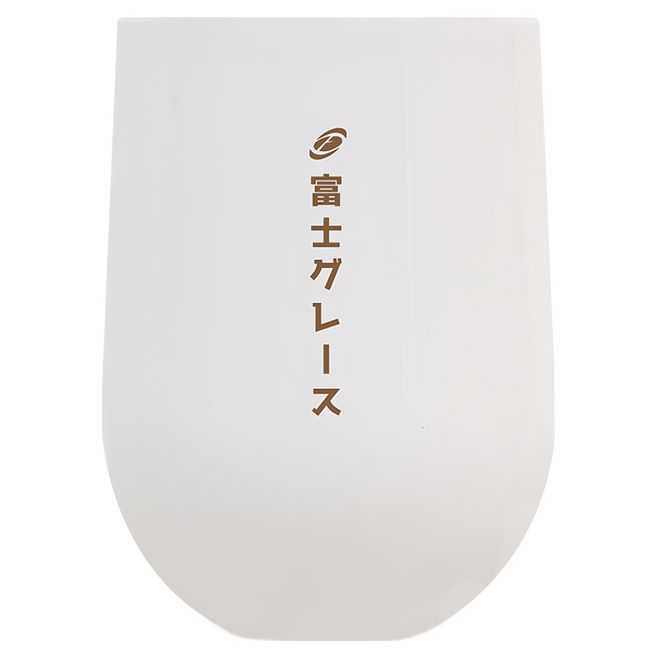 FUJI-GRACE 富士雅麗 真空陶瓷塗層蛋型杯 350ml 8cm寬口設計 304不鏽鋼, 白色, 1個