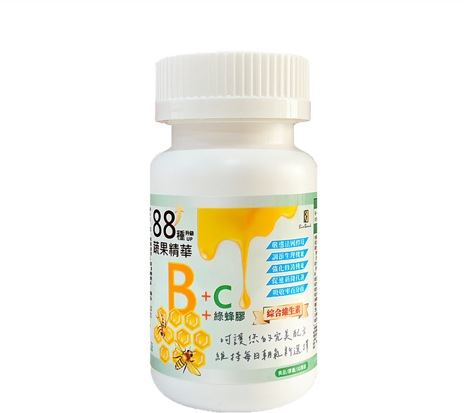 BioBank 大金宏醫 88種蔬果B群 + C + 綠蜂膠, 30顆, 15g, 1罐