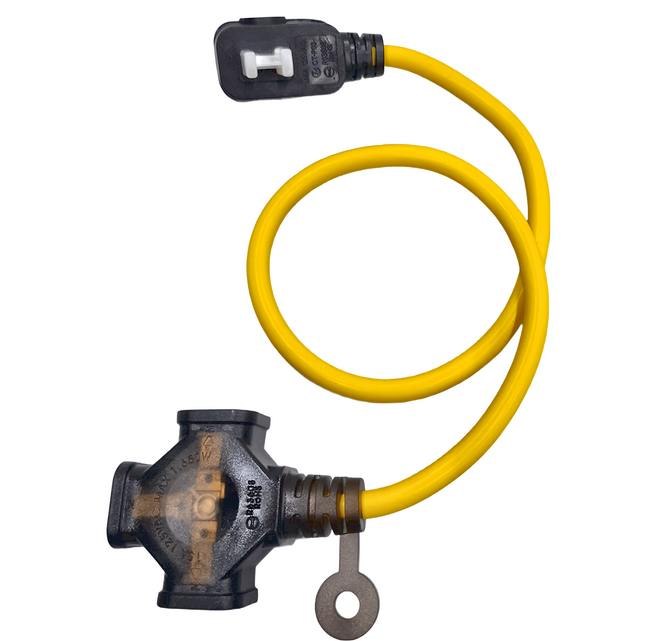 PowerWork 動力工廠 1對3座耐熱動力軟線, 0.6m, 黃色, 1條