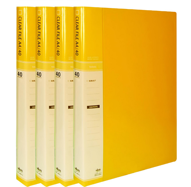 MiDAS HYUNPOONG 可加頁A4事務檔案夾 40頁, 黃色, 4本