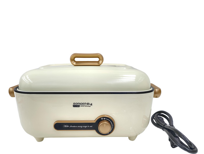SONGEN 松井 芳饗宴 4L大容量多功能電火鍋 復古造型米杏色, SG-175HSW