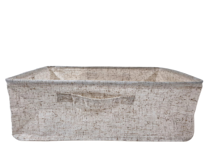 UdiLife 優的生活大師 森 棉麻 淺型 收納盒 中 59M, 棉麻色, 1個