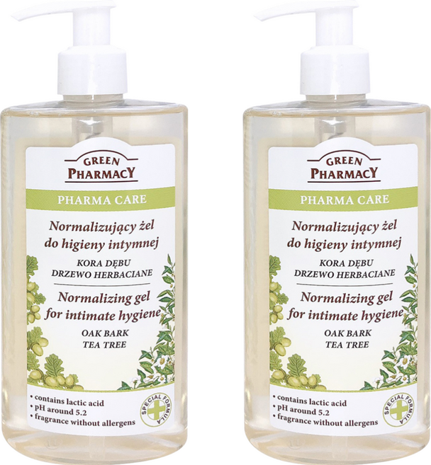 GREEN PHARMACY 茶樹平衡水嫩私密潔膚露 300ml 溫和配方 pH5.2 草本萃取 無額外添加物, 2瓶