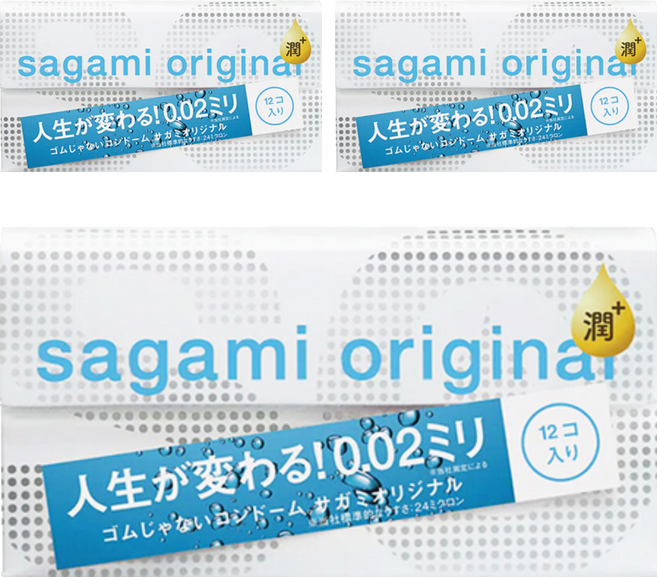 SAGAMI 相模 0.02mm極潤 PU保險套, 3盒, 12個