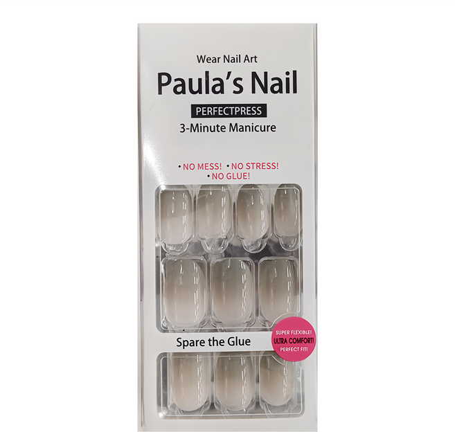 Paula's Nail 寶拉美甲 光療秒貼美甲, 裸灰漸變, 1組