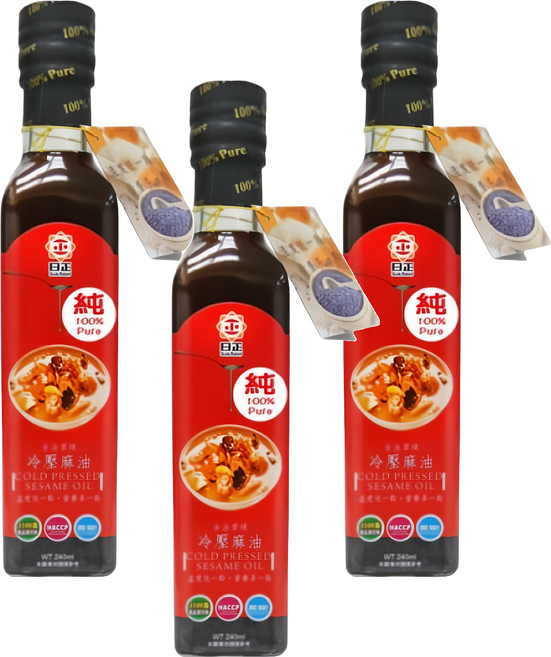 日正食品 冷壓麻油, 240ml, 3瓶