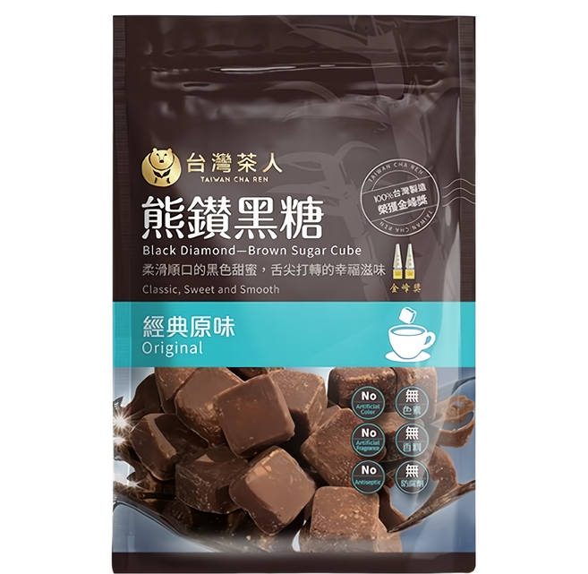 台灣茶人 熊鑽黑糖磚 經典原味, 136g, 1袋