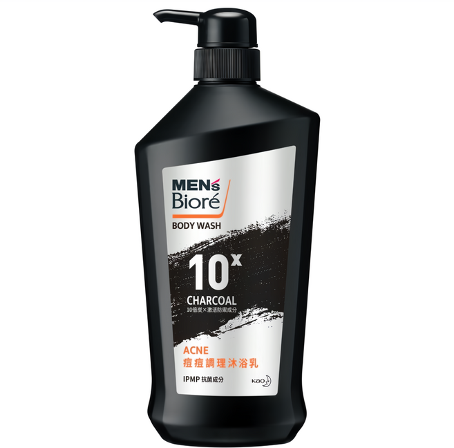 MEN's Biore 台灣公司貨 10倍炭男性專用 痘痘調理沐浴乳, 750g, 1瓶